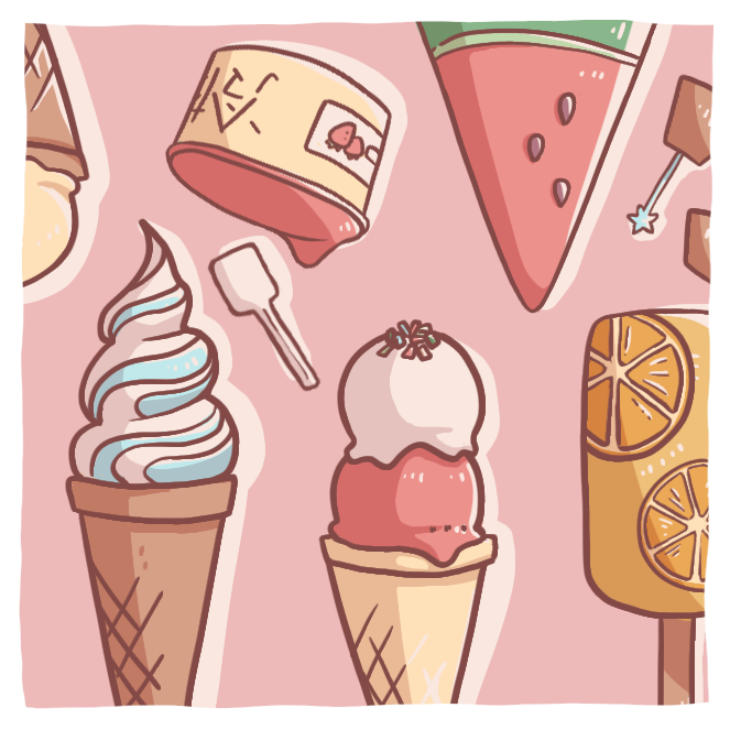 Assortment of ice cream